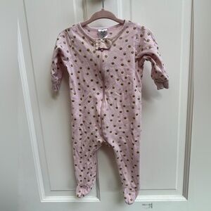 Gerber 3-6M Girls Pink Polka Dot Long Sleeve Footie Pajamas